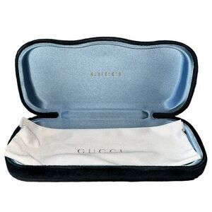 Gucci Eyeglasses Sunglasses Hard Case Black with Blue Grey Interior